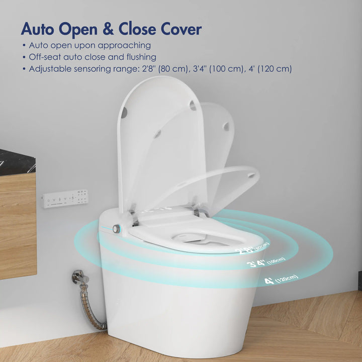Achernar Elongated Smart Bidet Toilet with Heated Seat, Auto-Open Lid, Auto & Blackout Flush, Night Light (Remote Included)