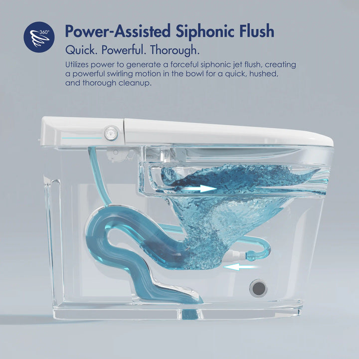 Achernar Elongated Smart Bidet Toilet with Heated Seat, Auto-Open Lid, Auto & Blackout Flush, Night Light (Remote Included)