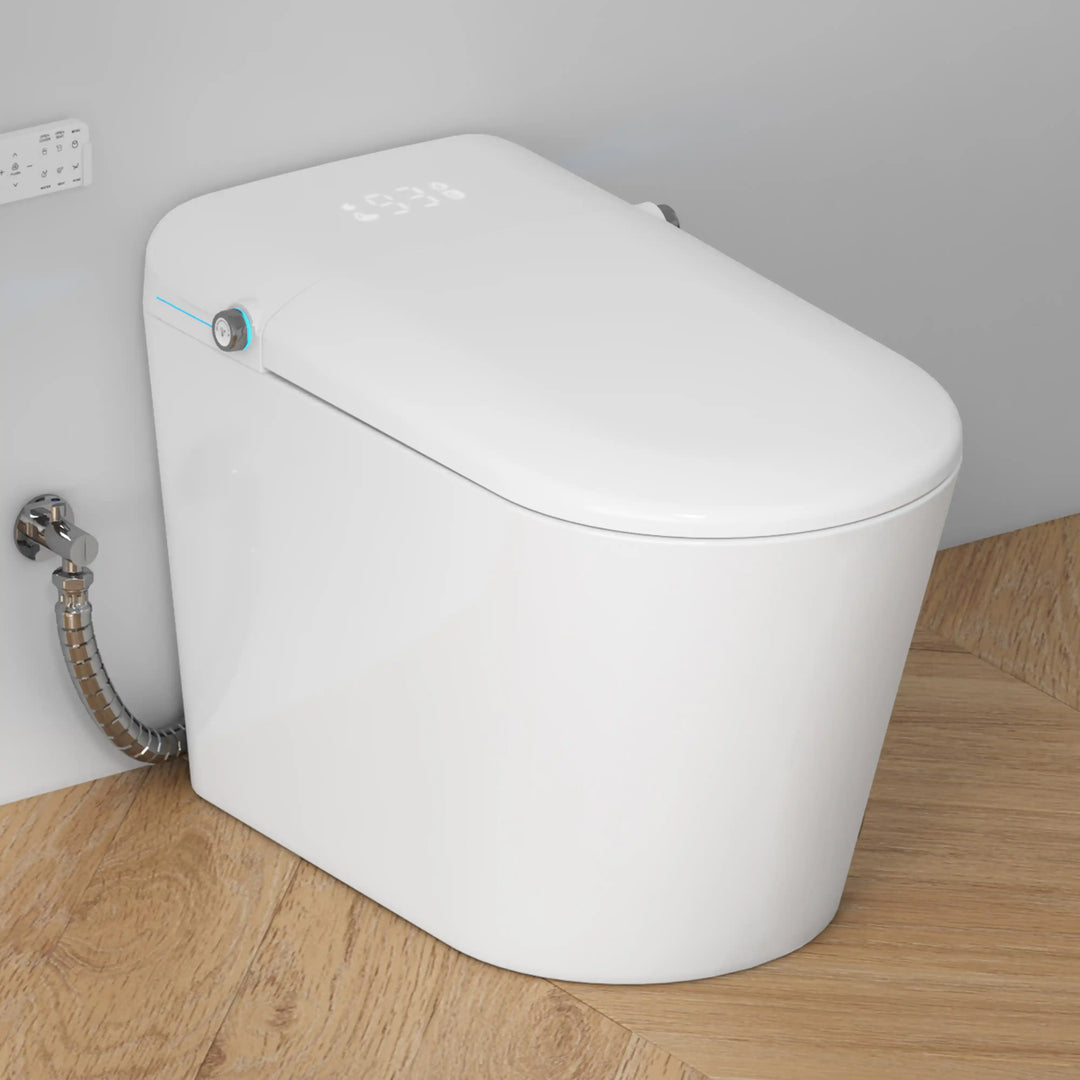 Achernar Elongated Smart Bidet Toilet with Heated Seat, Auto-Open Lid, Auto & Blackout Flush, Night Light (Remote Included)