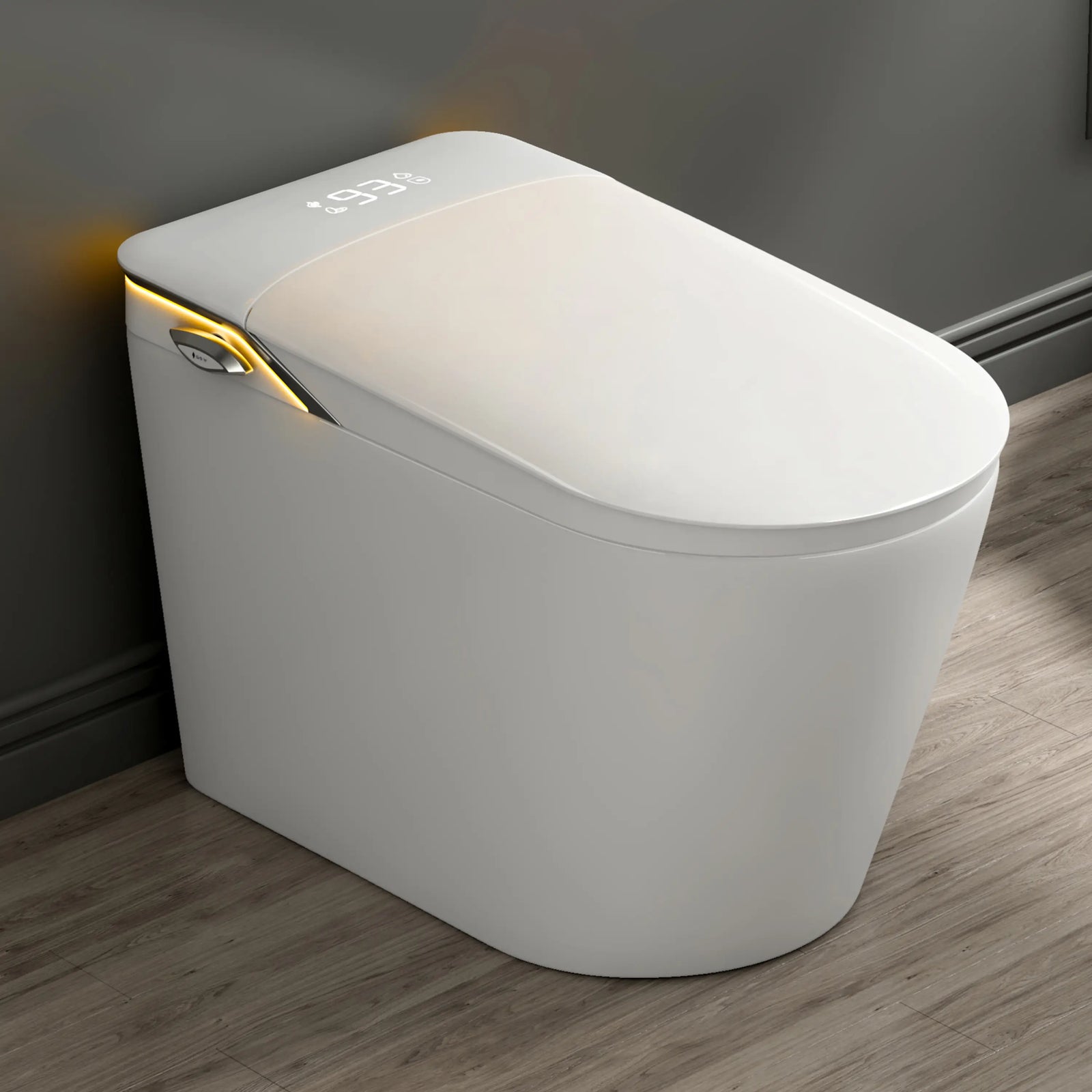 Eridanus modern white smart toilet with LED display and night light.