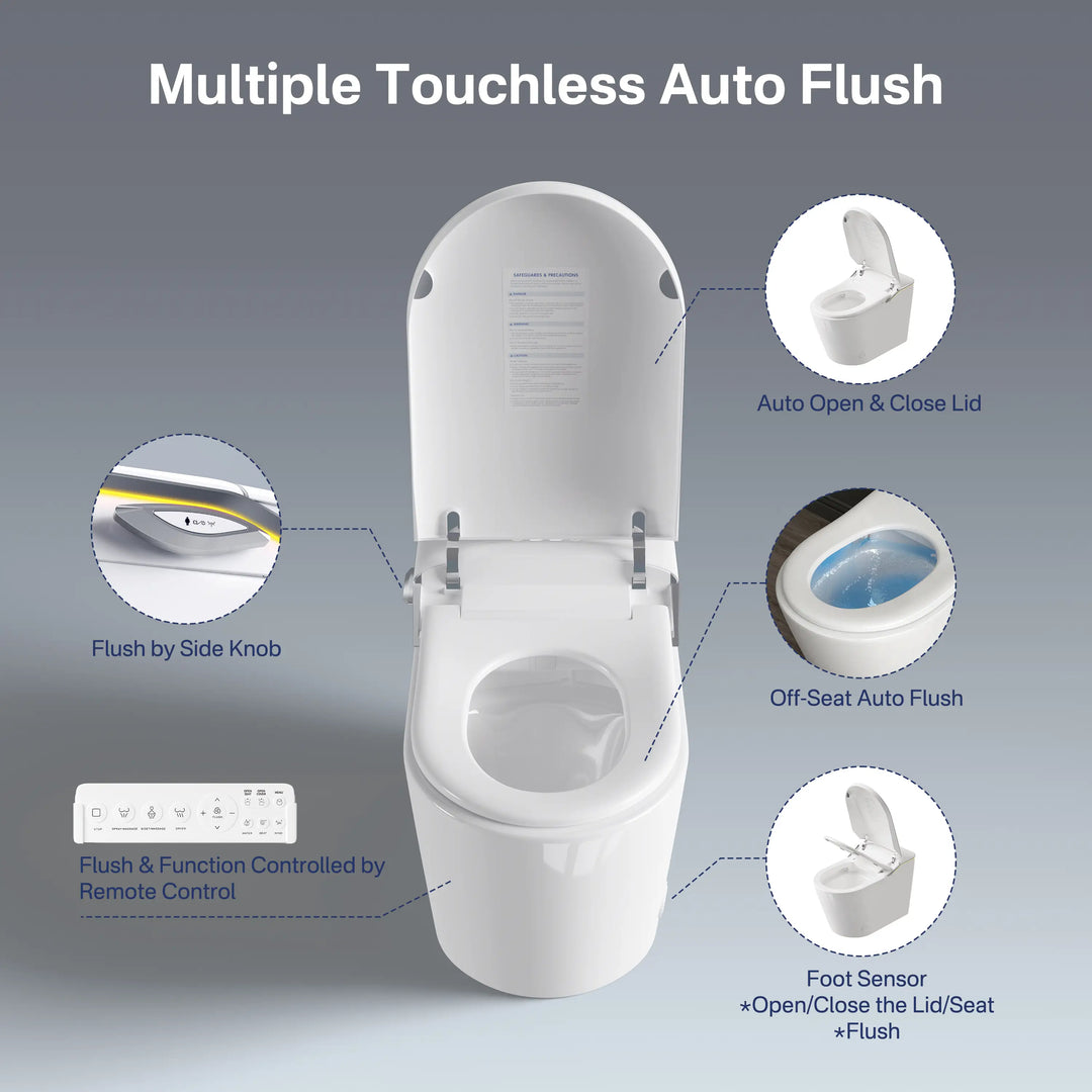 Tucson Smart Toilet – Heated Seat, Foot-Sensor Flush & Optional Auto-Lid with Foam Shield