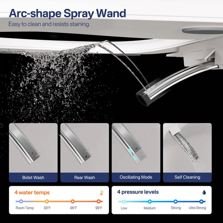 Tucson Smart Toilet – Heated Seat, Foot-Sensor Flush & Optional Auto-Lid with Foam Shield