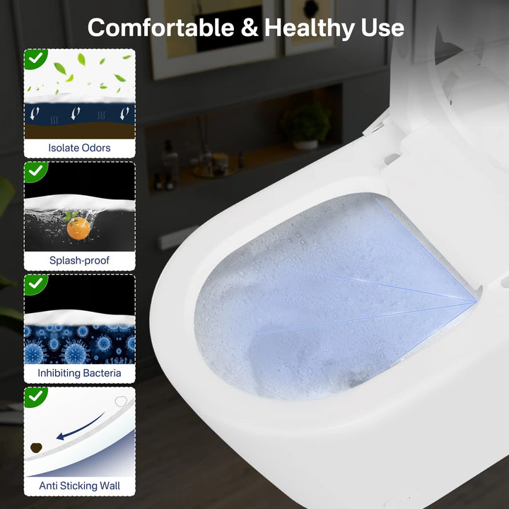 Tucson Smart Toilet – Heated Seat, Foot-Sensor Flush & Optional Auto-Lid with Foam Shield