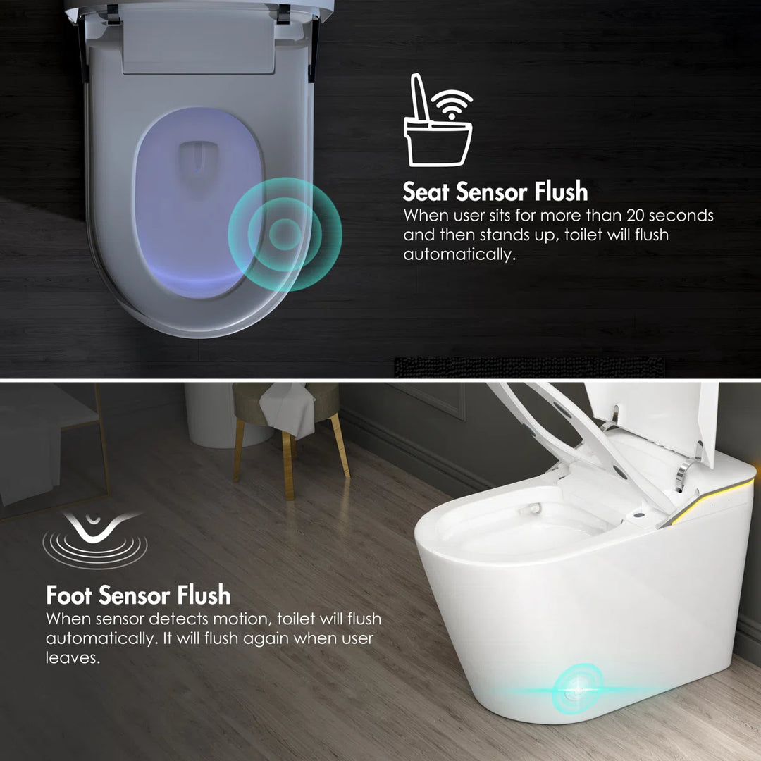 Tucson Smart Toilet – Heated Seat, Foot-Sensor Flush & Optional Auto-Lid with Foam Shield