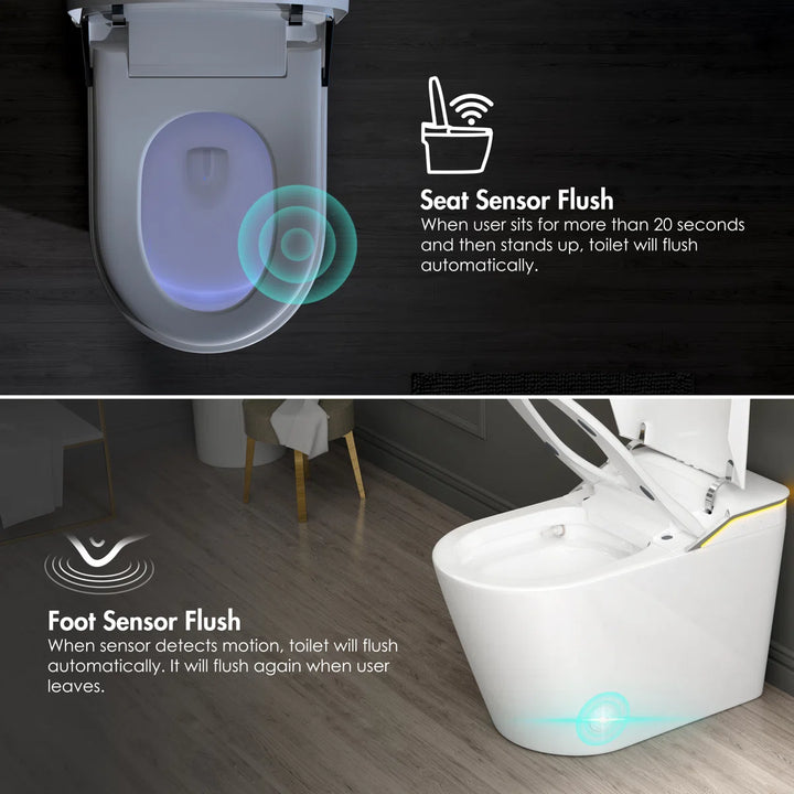 Tucson Smart Toilet – Heated Seat, Foot-Sensor Flush & Optional Auto-Lid with Foam Shield