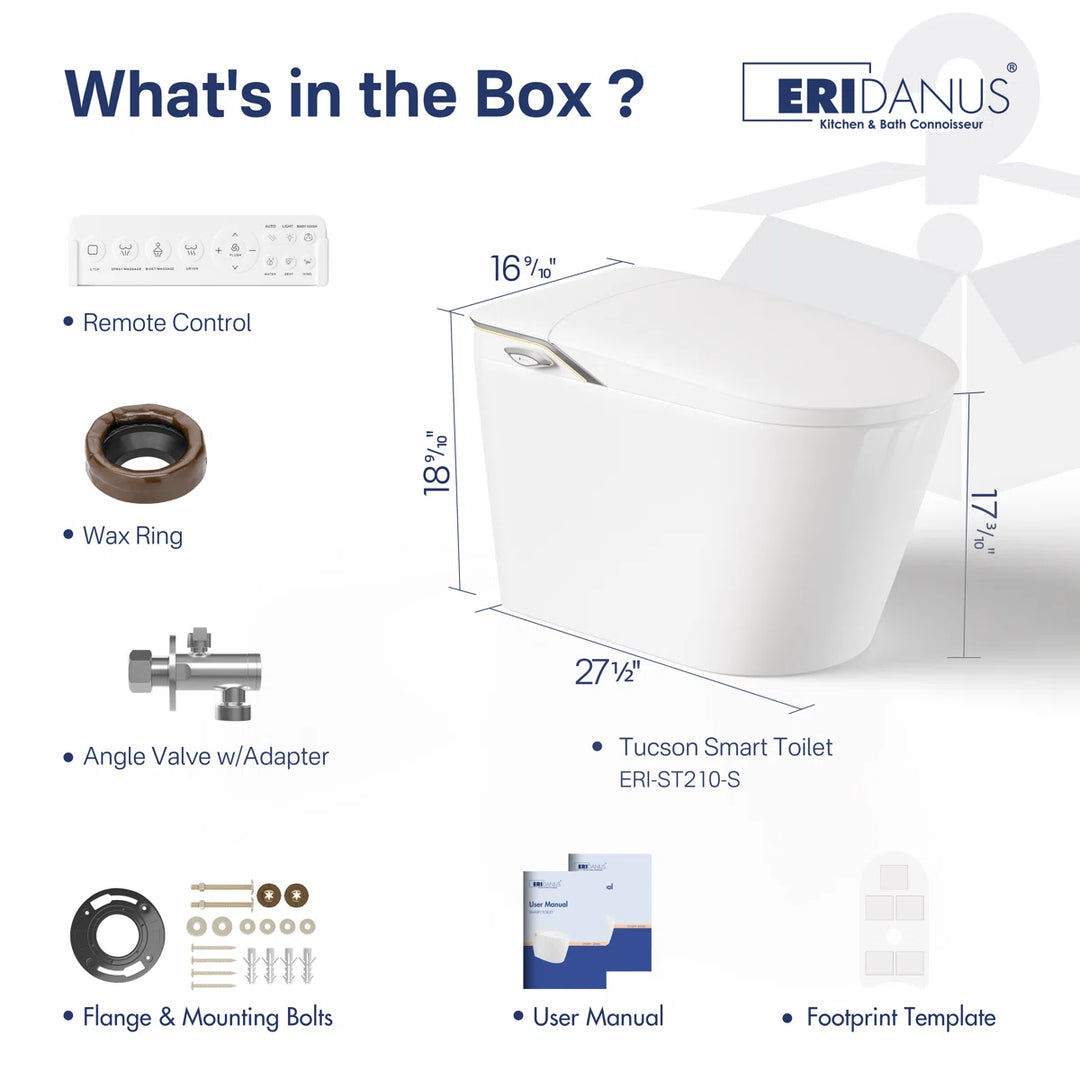Tucson Smart Toilet – Heated Seat, Foot-Sensor Flush & Optional Auto-Lid with Foam Shield