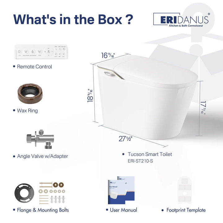 Tucson Smart Toilet – Heated Seat, Foot-Sensor Flush & Optional Auto-Lid with Foam Shield