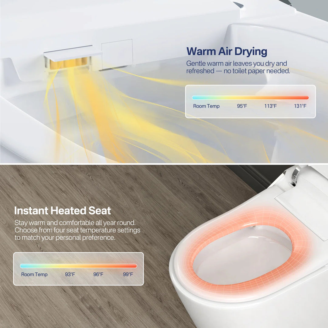 Tucson Smart Toilet – Heated Seat, Foot-Sensor Flush & Optional Auto-Lid with Foam Shield