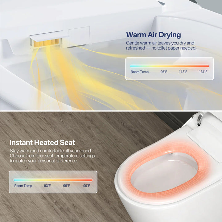 Tucson Smart Toilet – Heated Seat, Foot-Sensor Flush & Optional Auto-Lid with Foam Shield