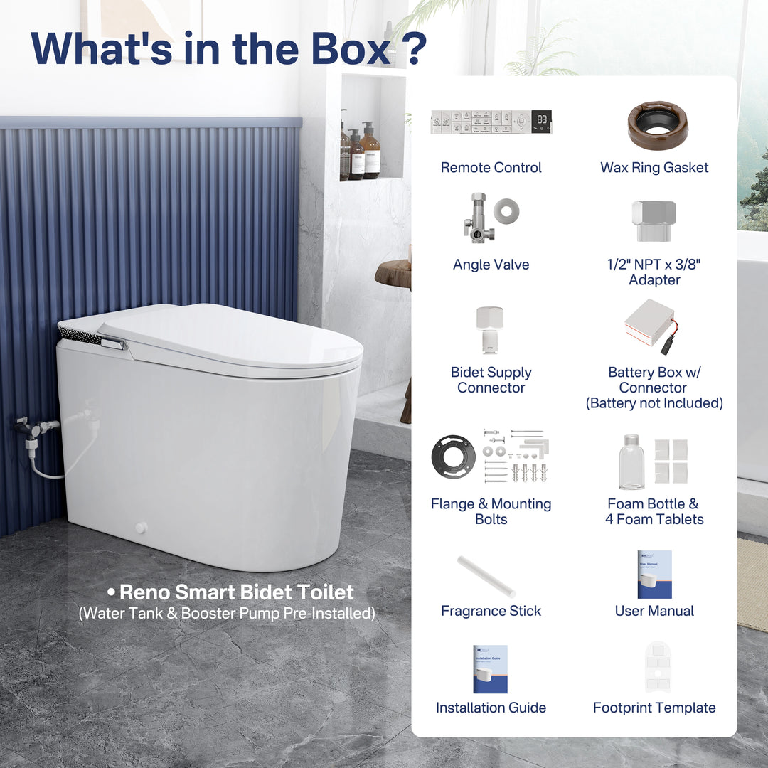 Oslo 17" Comfort Height Smart Toilet with Auto Lid, Foam Shield, UV Nozzle and Feminine Wash