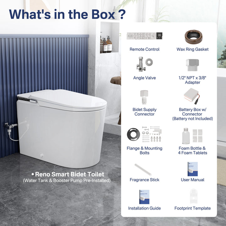 Oslo 17" Comfort Height Smart Toilet with Auto Lid, Foam Shield, UV Nozzle and Feminine Wash