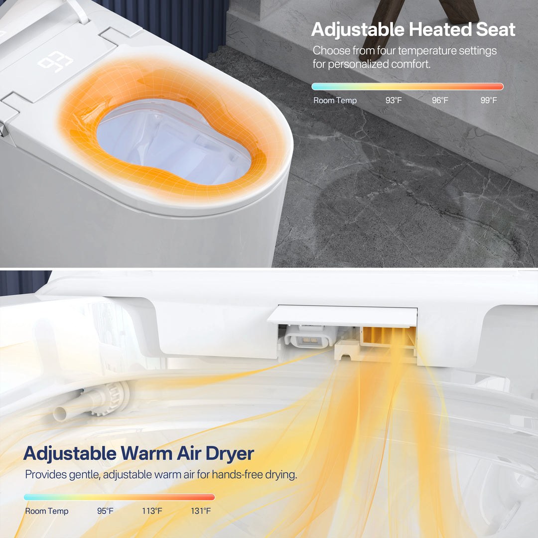 Oslo 17" Comfort Height Smart Toilet with Auto Lid, Foam Shield, UV Nozzle and Feminine Wash