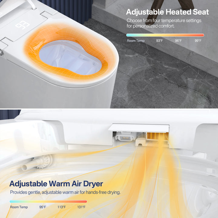 Oslo 17" Comfort Height Smart Toilet with Auto Lid, Foam Shield, UV Nozzle and Feminine Wash