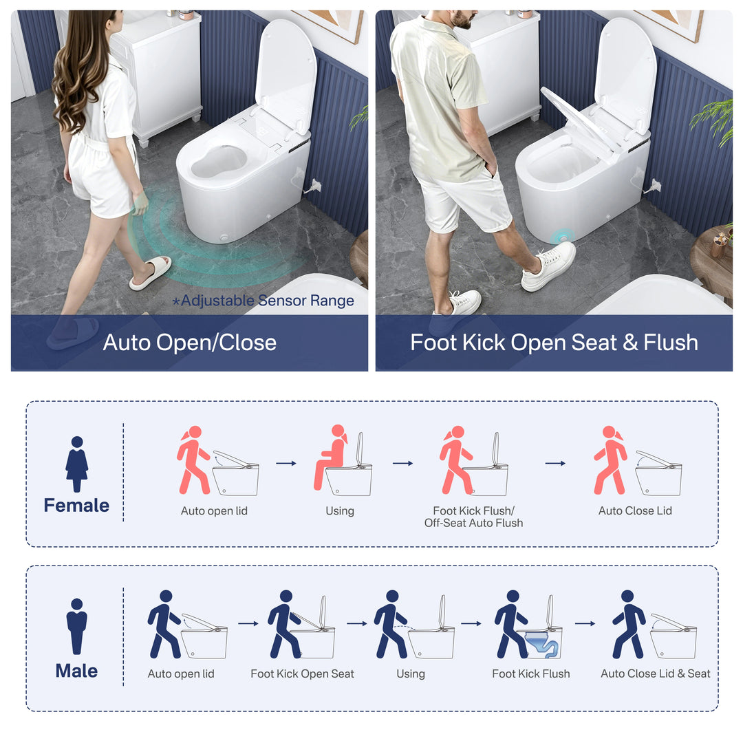 Oslo 17" Comfort Height Smart Toilet with Auto Lid, Foam Shield, UV Nozzle and Feminine Wash