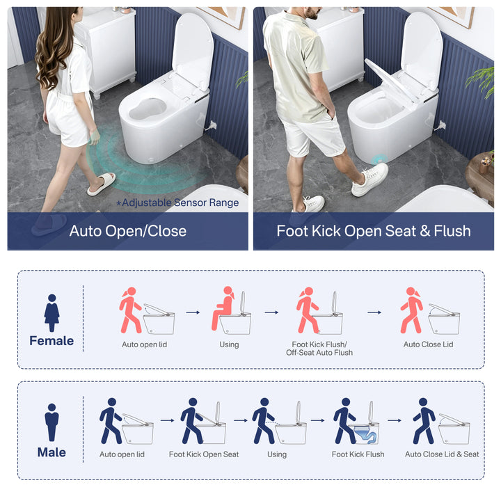 Oslo 17" Comfort Height Smart Toilet with Auto Lid, Foam Shield, UV Nozzle and Feminine Wash