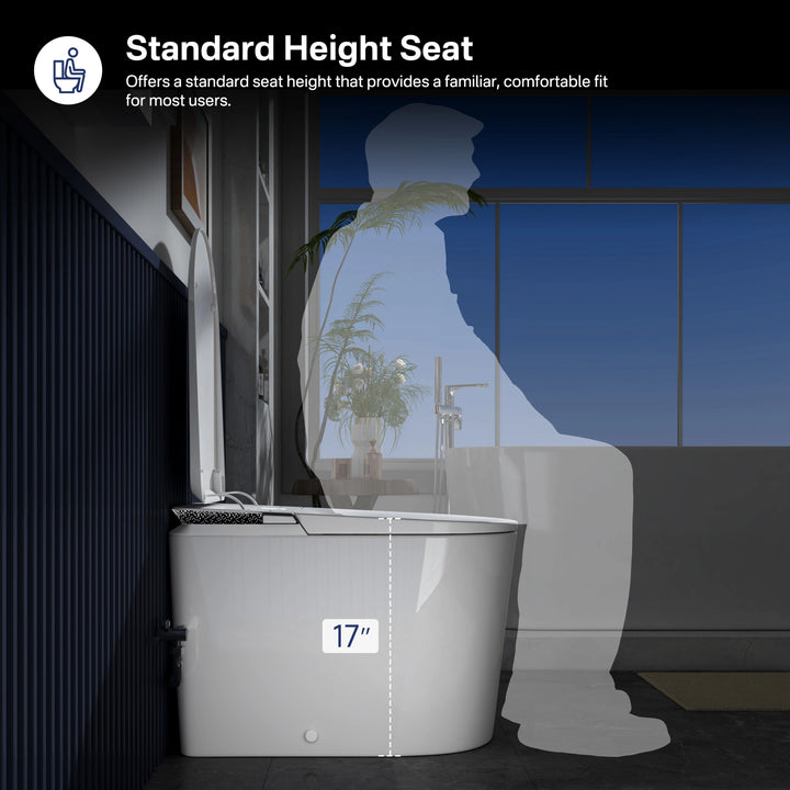 Oslo 17" Comfort Height Smart Toilet with Auto Lid, Foam Shield, UV Nozzle and Feminine Wash