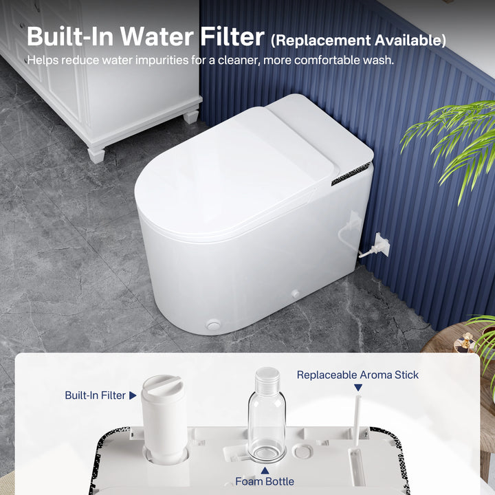Oslo 17" Comfort Height Smart Toilet with Auto Lid, Foam Shield, UV Nozzle and Feminine Wash