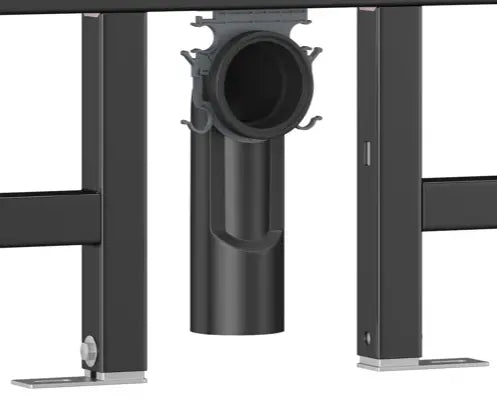 Eridanus in-wall carrier heavy-duty steel frame with discharge pipe.