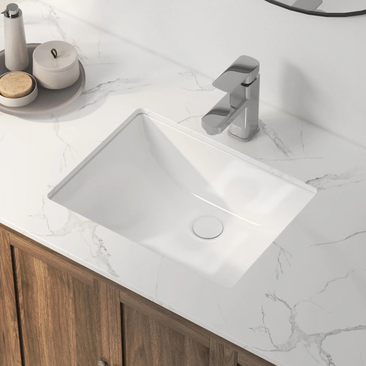 Denbigh 18" Rectangular Undermount Vitreous China Bathroom Sink in White with Overflow