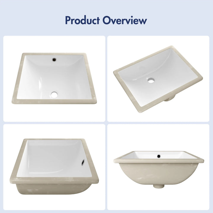 Denbigh 18" Rectangular Undermount Vitreous China Bathroom Sink in White with Overflow