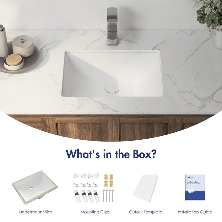 Denbigh 18" Rectangular Undermount Vitreous China Bathroom Sink in White with Overflow