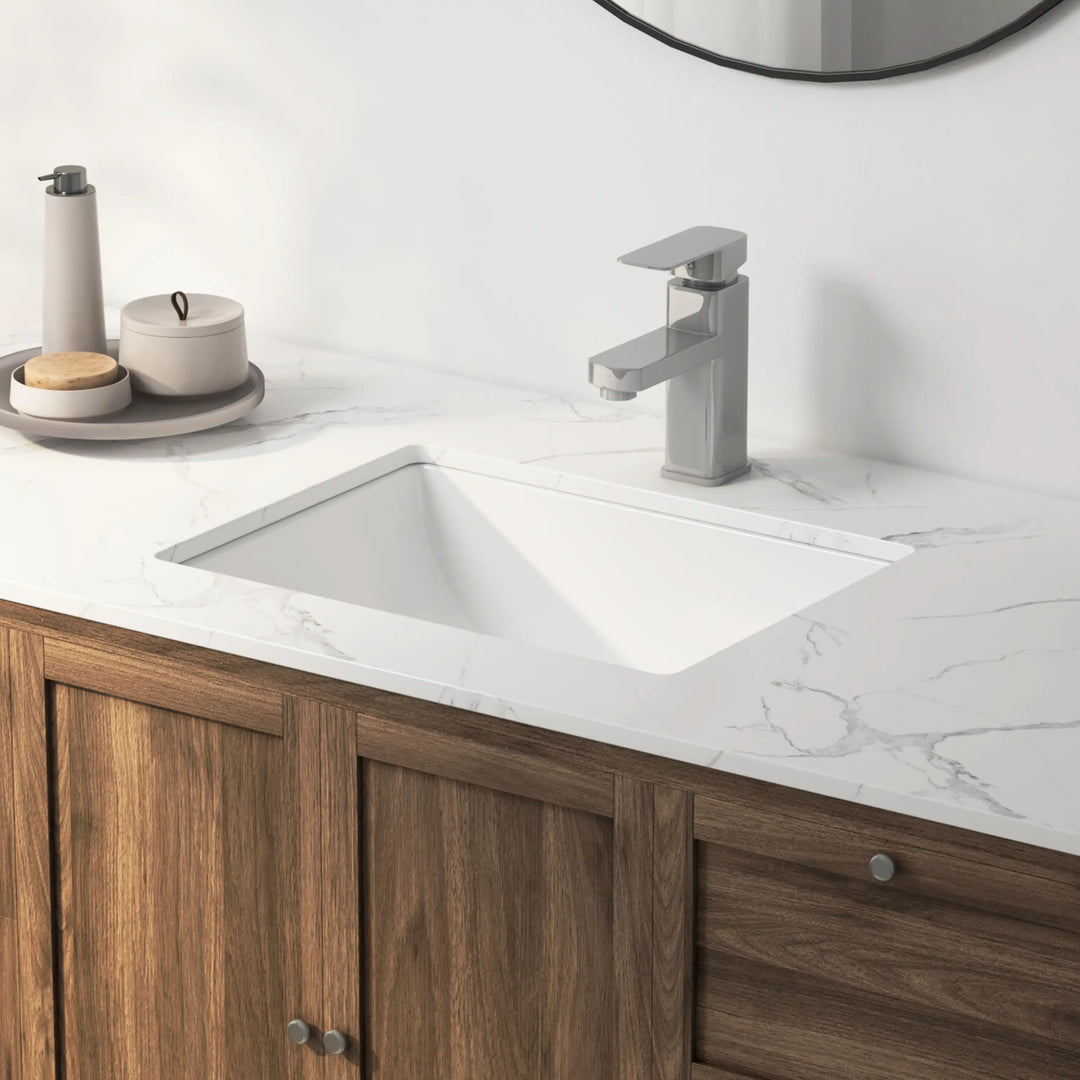 Denbigh 18" Rectangular Undermount Vitreous China Bathroom Sink in White with Overflow