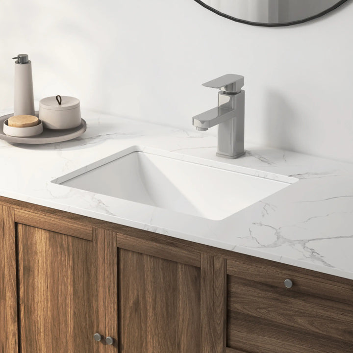 Denbigh 18" Rectangular Undermount Vitreous China Bathroom Sink in White with Overflow