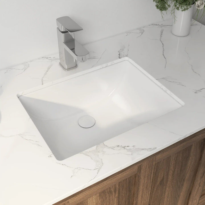 Denbigh 18" Rectangular Undermount Vitreous China Bathroom Sink in White with Overflow