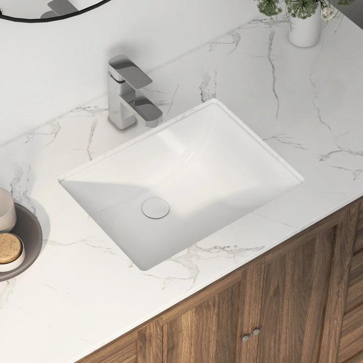 Denbigh 18" Rectangular Undermount Vitreous China Bathroom Sink in White with Overflow