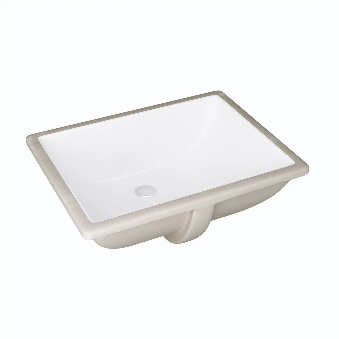 Denbigh 18" Rectangular Undermount Vitreous China Bathroom Sink in White with Overflow