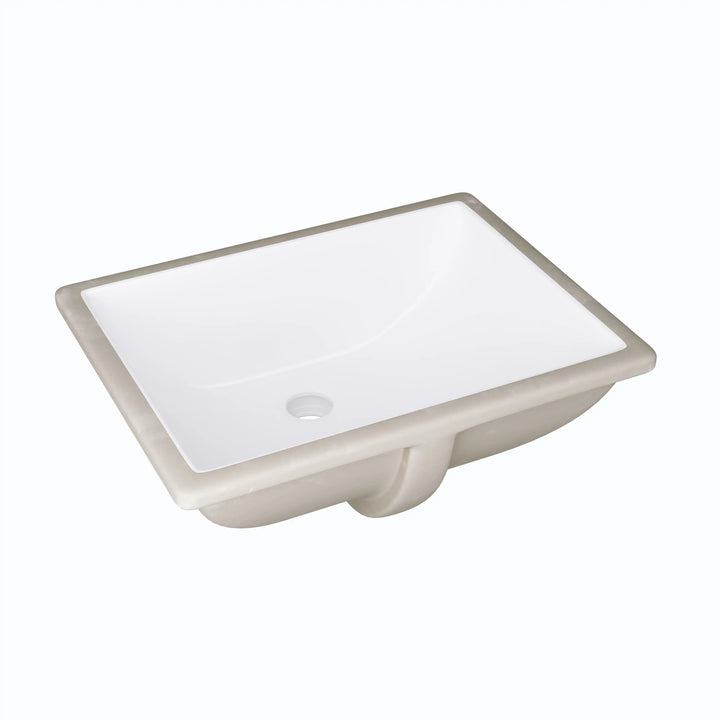 Denbigh 18" Rectangular Undermount Vitreous China Bathroom Sink in White with Overflow