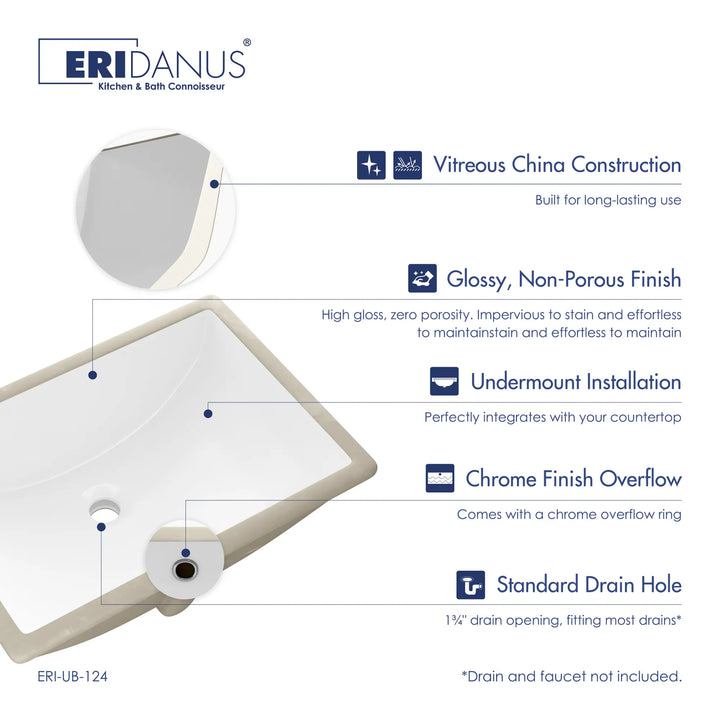 Eridanus white vitreous china undermount sink with chrome overflow