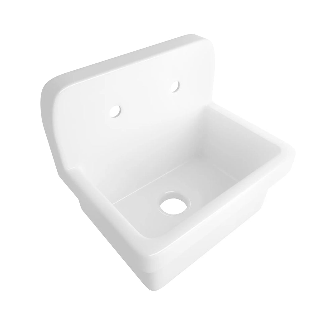White high back vitreous china laundry utility sink top view