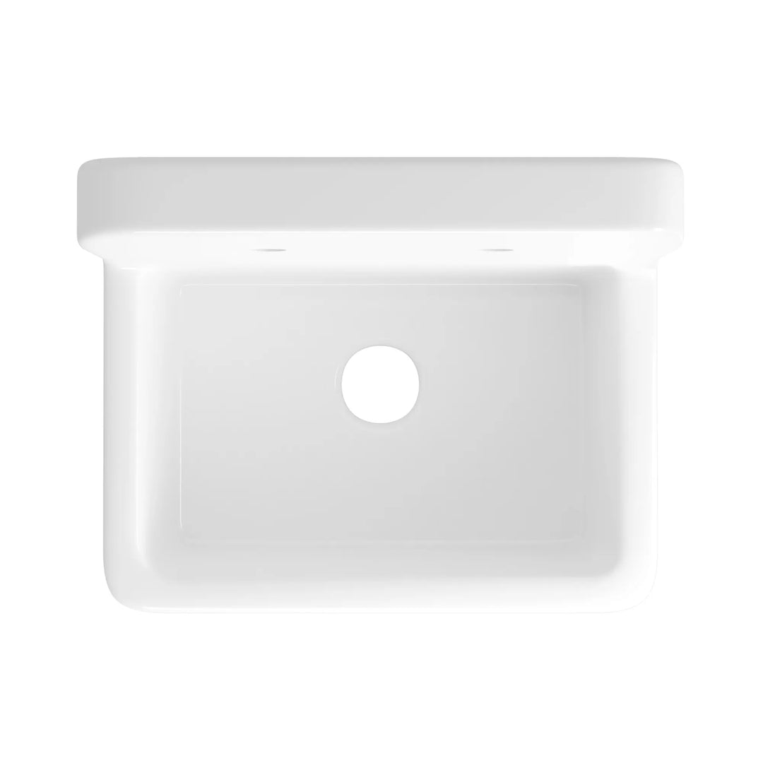 White high back vitreous china laundry utility sink top view