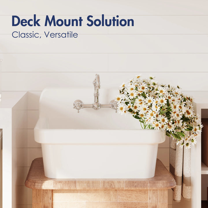 Mason 24" Ceramic Wall Mount / Deck Mount Laundry Utility Sink in Crisp White