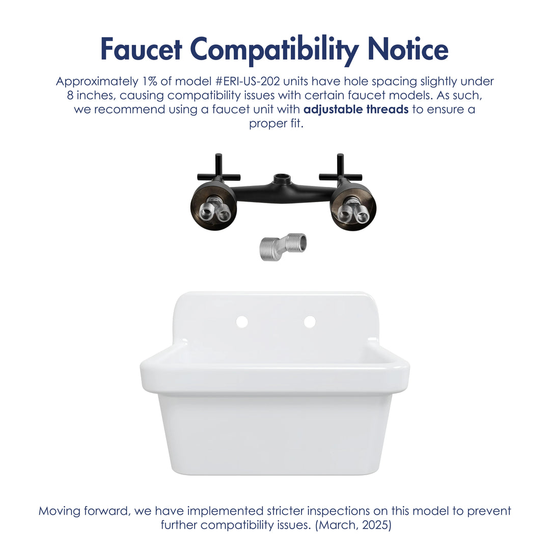 Mason 24" Ceramic Wall Mount / Deck Mount Laundry Utility Sink in Crisp White