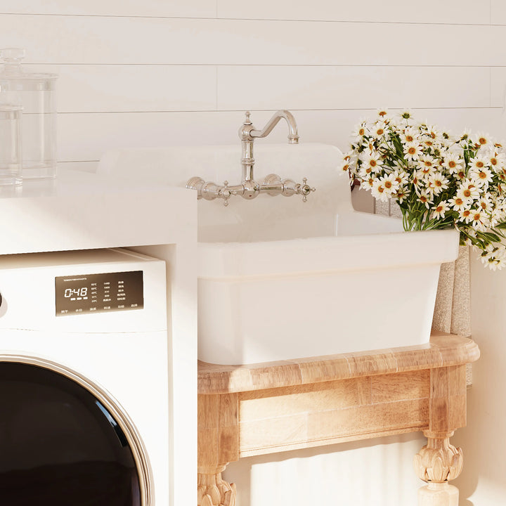 Mason 24" Ceramic Wall Mount / Deck Mount Laundry Utility Sink in Crisp White