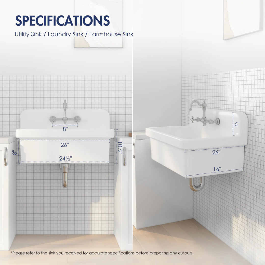 White high back laundry utility farmhouse sink dimensions