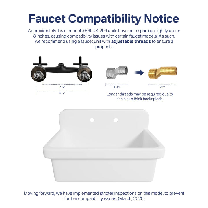 White high back utility laundry sink faucet compatibility guide