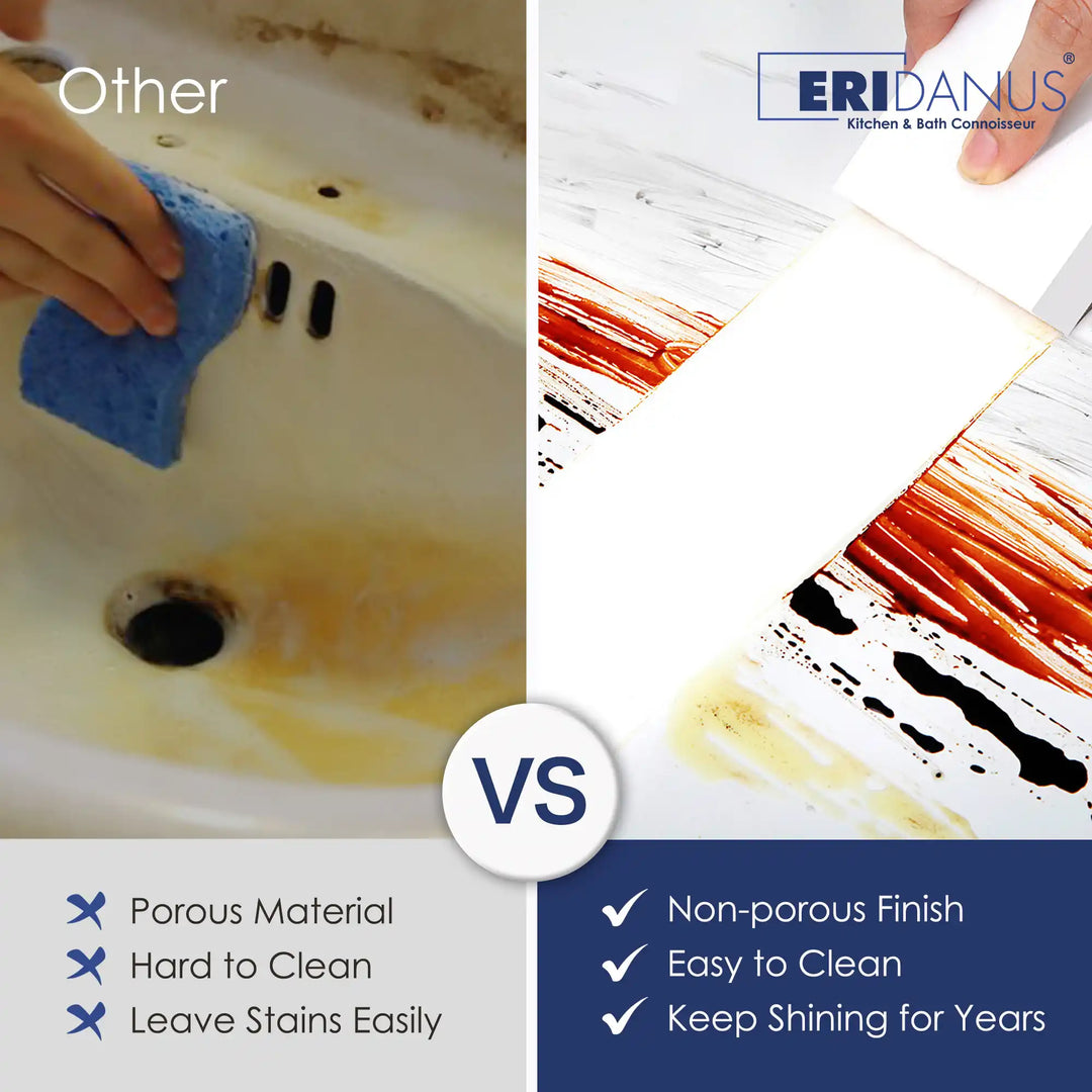 Non-porous smooth ceramic sink stain resistance comparison chart