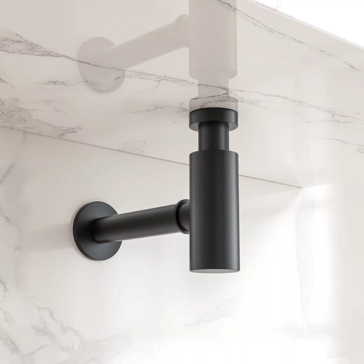 Matte black brass wall-mounted sink bottle trap drain pipe