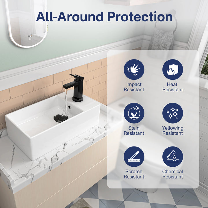 Denbigh 19.5" W x 10" D Vitreous China Rectangular Vessel Bathroom Sink with Faucet Hole