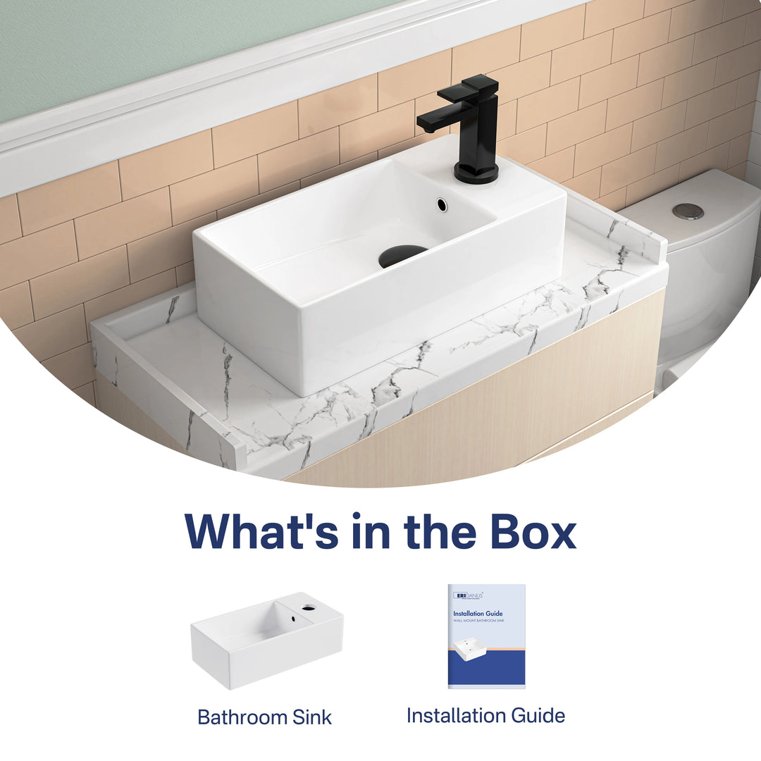 Denbigh 19.5" W x 10" D Vitreous China Rectangular Vessel Bathroom Sink with Faucet Hole