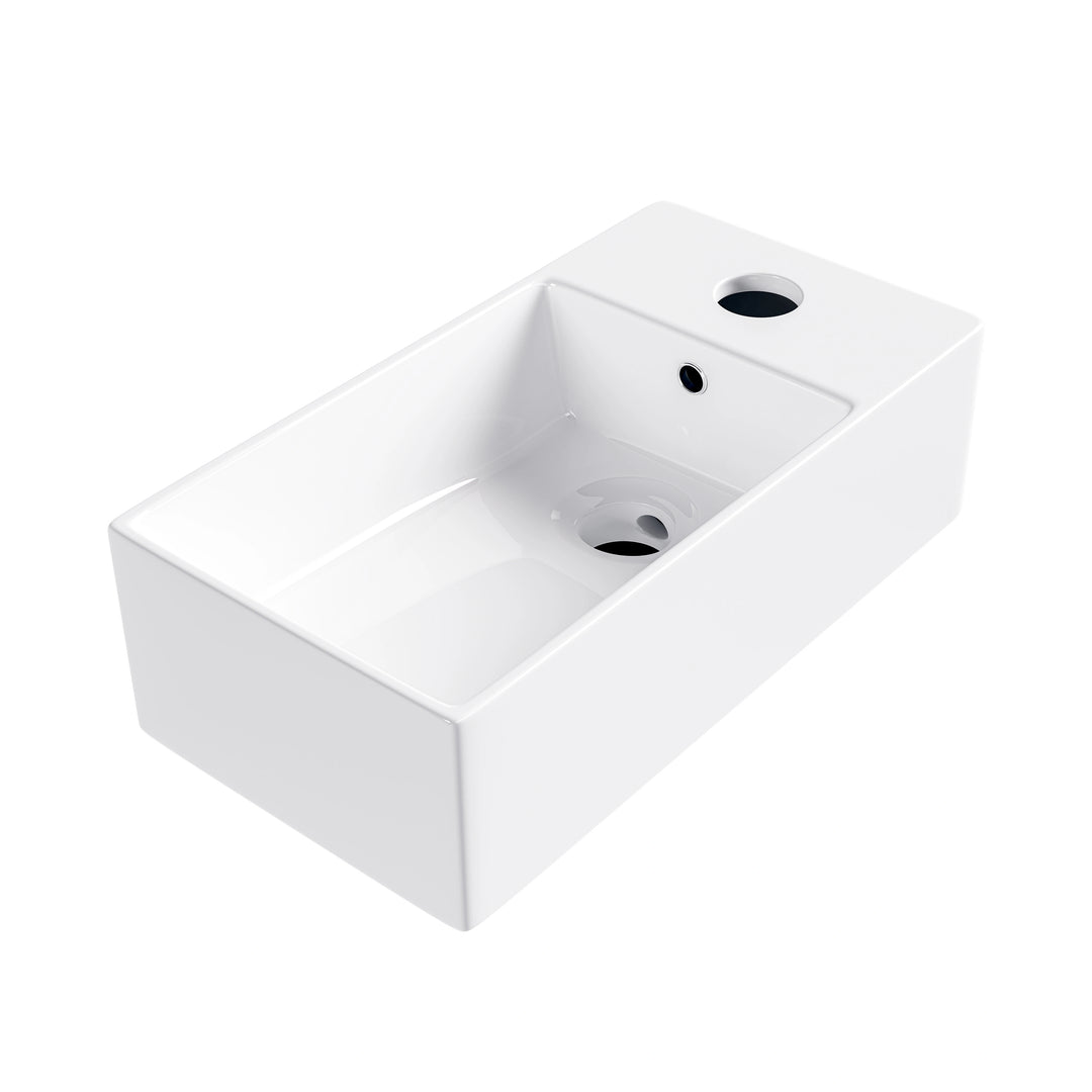 Denbigh 19.5" W x 10" D Vitreous China Rectangular Vessel Bathroom Sink with Faucet Hole