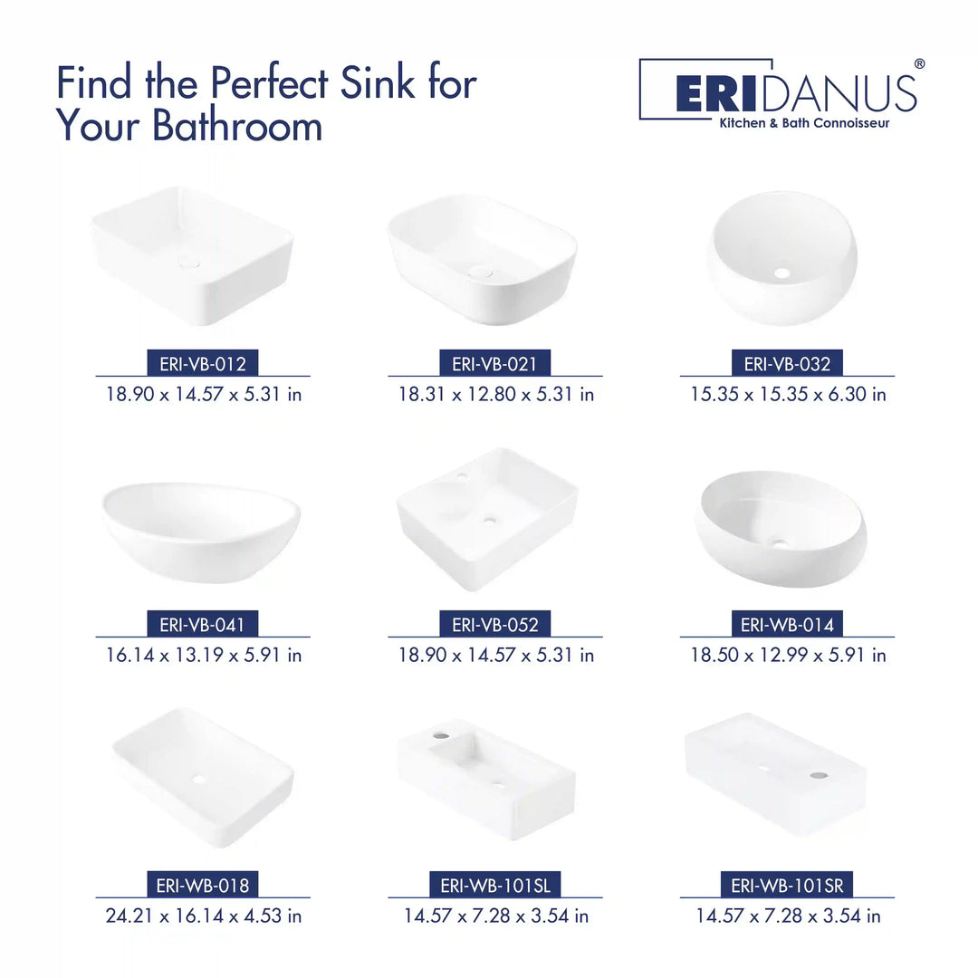 9 styles white solid surface bathroom vessel &amp; wall mount sinks with size specifications