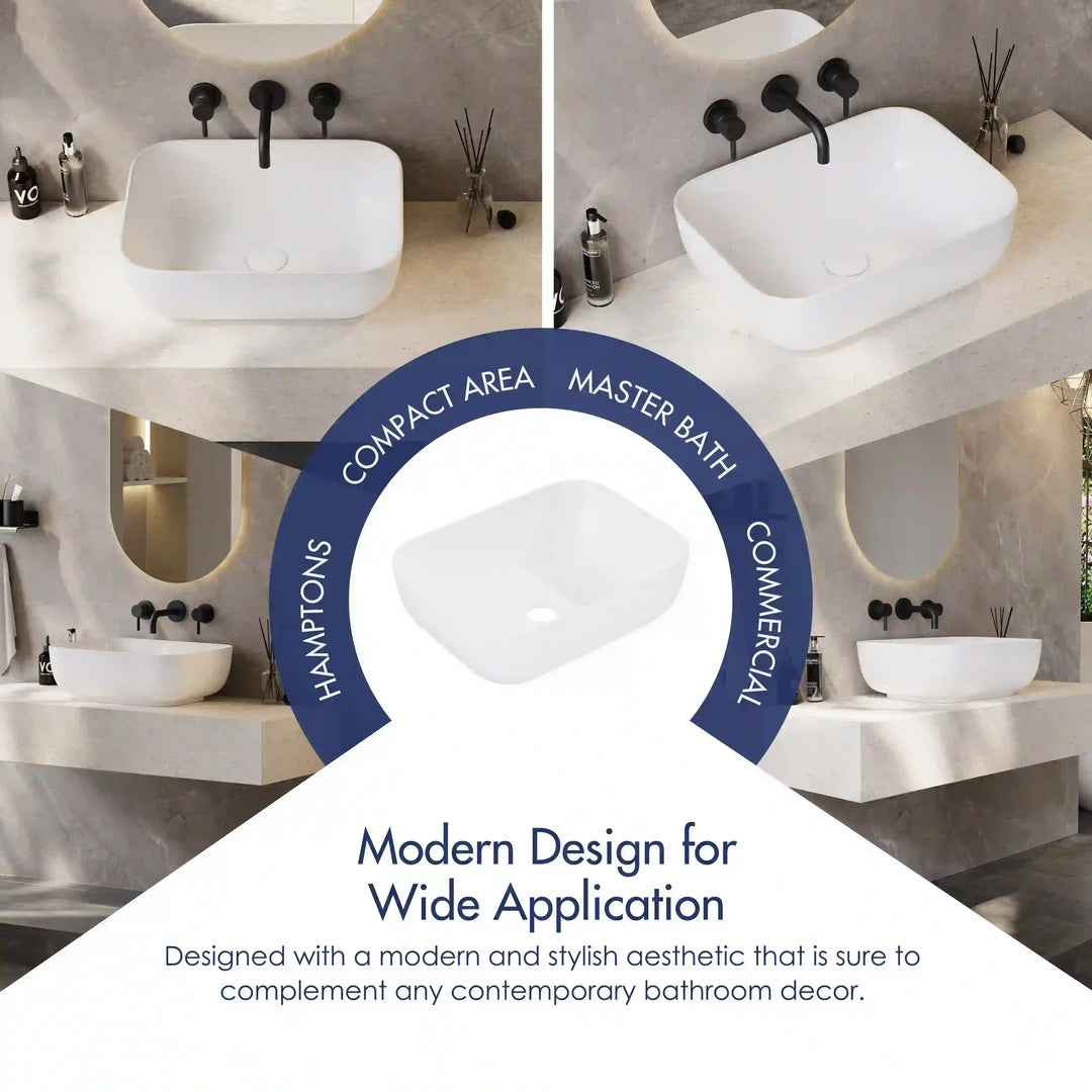 White rounded square solid surface vessel sink multi-scene application display graphic