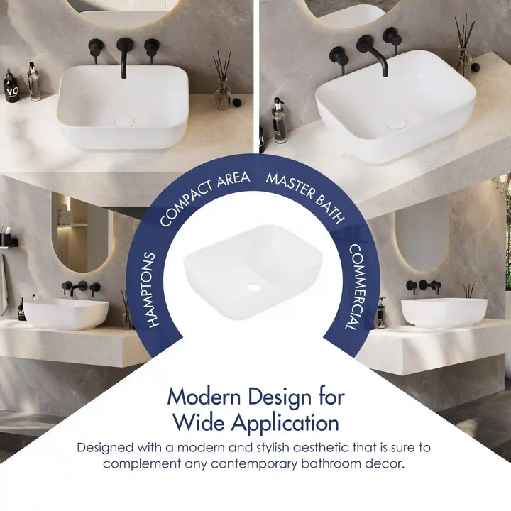 White rounded square solid surface vessel sink multi-scene application display graphic