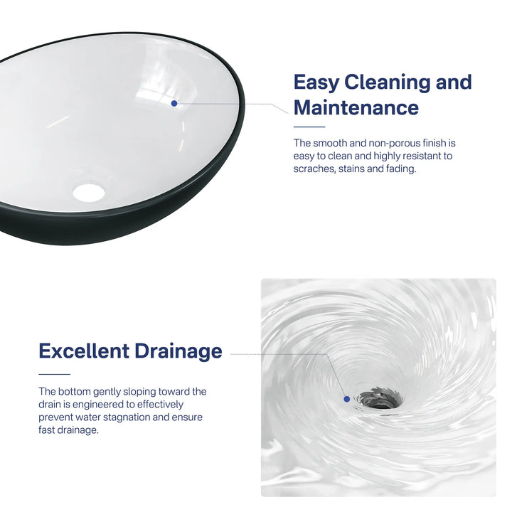 Easy to clean ceramic vessel sink with fast drainage
