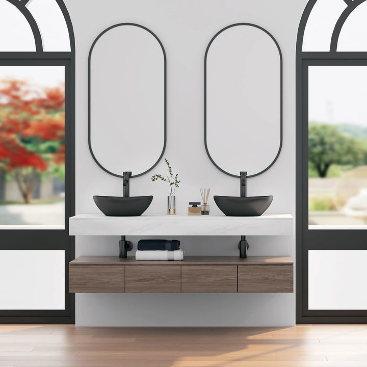 Eclisse 16" Oval Vessel Vitreous China Bathroom Sink with Multiple Colors