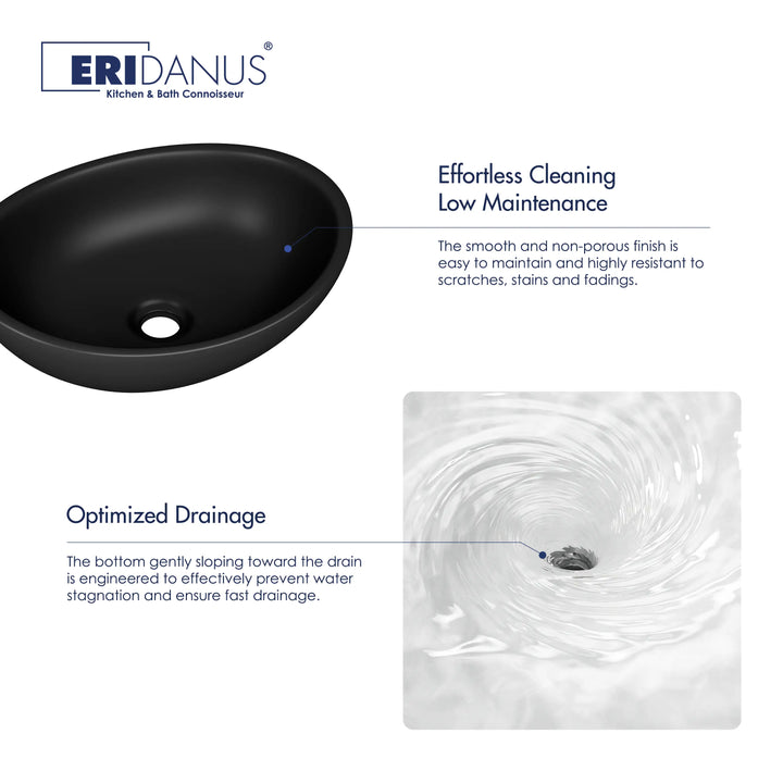 Eclisse 16" Oval Vessel Vitreous China Bathroom Sink with Multiple Colors